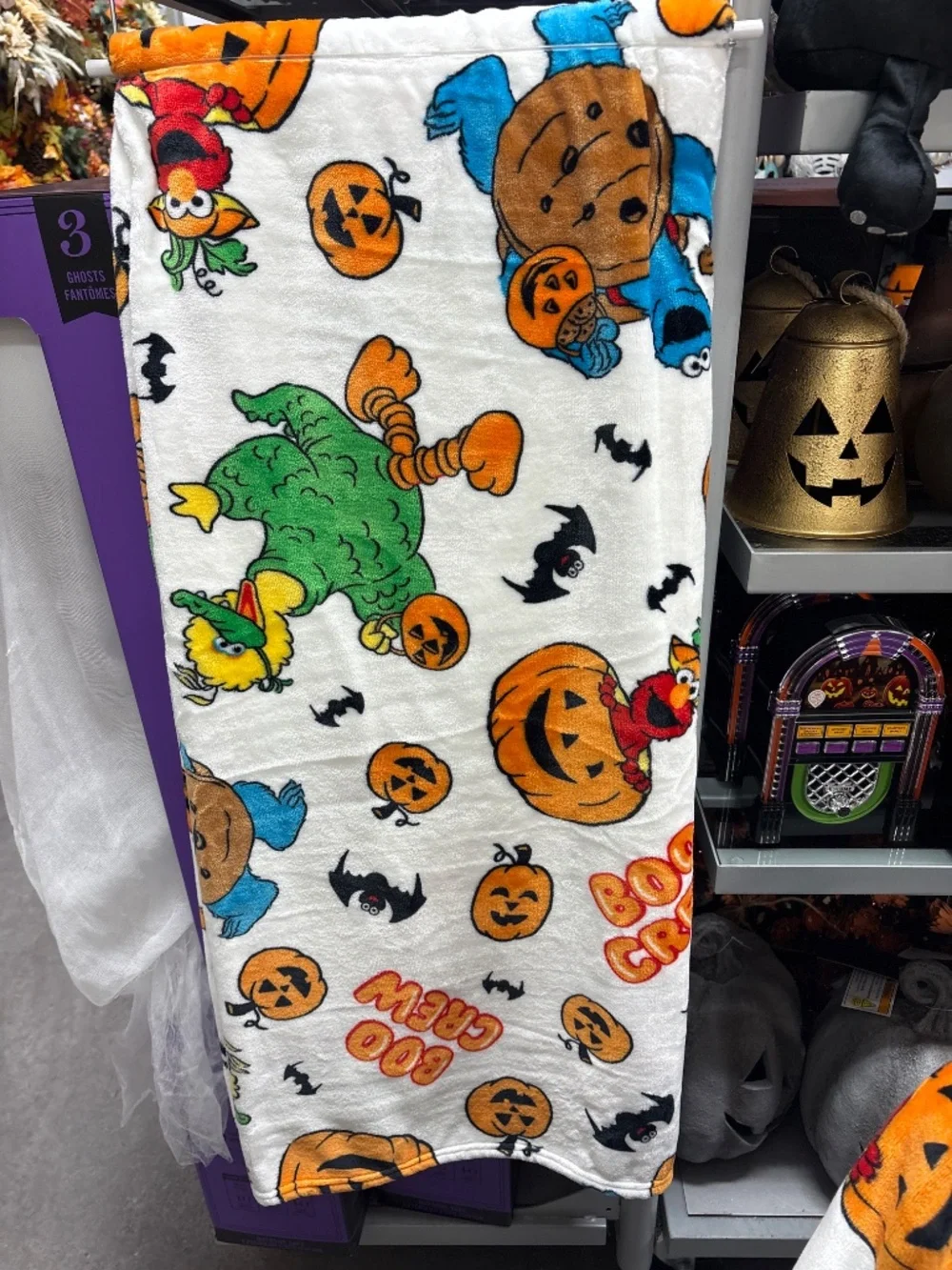 Sesame Street Halloween Blanket - White, Orange, Blue